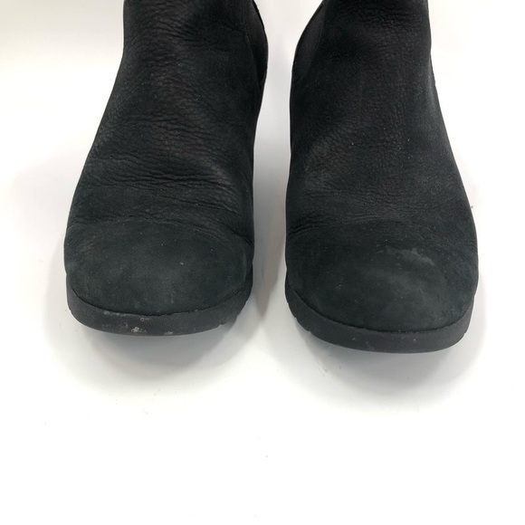UGG Indra Waterproof Wedge Booties Black Suede Leather Ankle Boots Size 10 - Picture 4 of 10